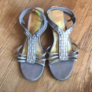 Size 7.5 jeweled wedged sandals